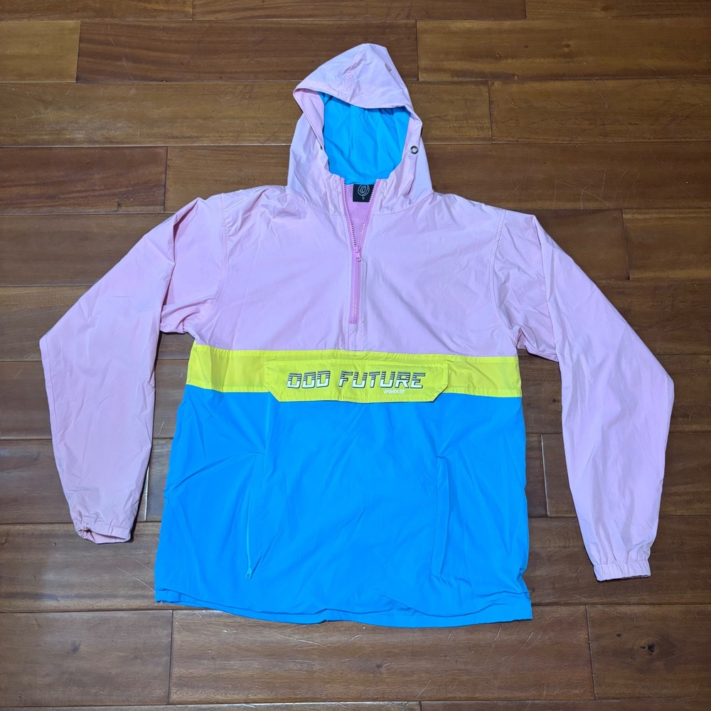 Vtg Odd Future Pastel Pink‎ Blue Neon Yellow Windbreaker Pullover Y2K/Small